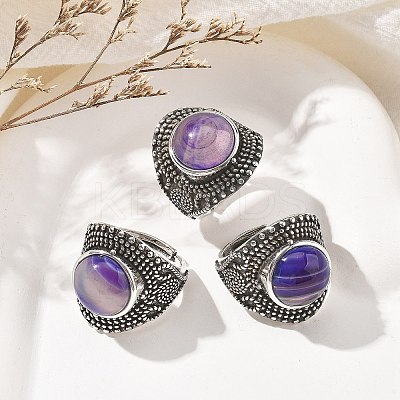Natural & Synthetic Gemstone Adjustable Rings RJEW-I108-03AS-1