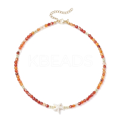 Summer Beach Natural Carnelian Round Beaded Necklaces NJEW-JN05262-04-1