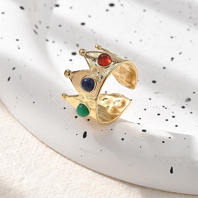 Natural Carnelian & Lapis Lazuli & Malaysia Jade Finger Rings STAS-Z112-09G-01-1
