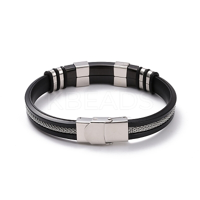 Men's Silicone Cord Bracelet BJEW-M206-02GP-1