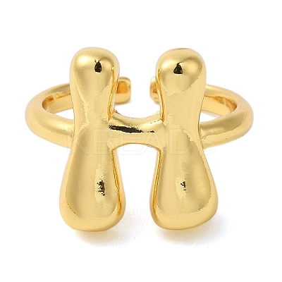 Initials Brass Open Cuff Ring for Women RJEW-N046-02H-G-1