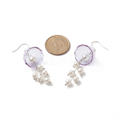 4 Pairs 4 Color Shell Pearl Flower Wind Chime Dangle Earrings EJEW-TA00210-1