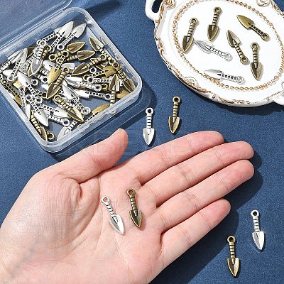 60Pcs 2 Colors Tibetan Style Alloy Pendants TIBEP-FS0001-23-1