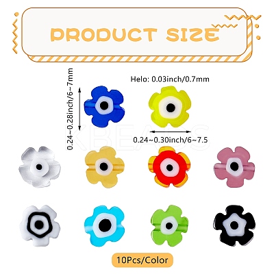 150Pcs 10Colors Handmade Evil Eye Lampwork Beads LAMP-SZ0001-17-1