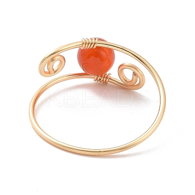 7Pcs Round Natural & Synthetic Mixed Stone Braided Bead Finger Rings RJEW-JR00531-1