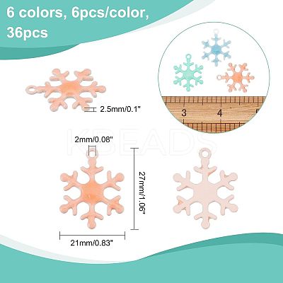 36Pcs 6 Colors Spray Painted Alloy Enamel Pendants ENAM-CA0001-25-1