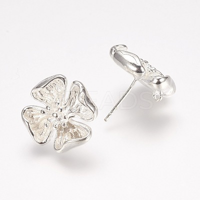 Rack Plating Brass Stud Earring Findings X-KK-P105-49S-1