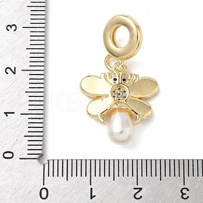 Brass Micro Pave Clear Cubic Zirconia European Dangle Charms KK-D502-02G-1