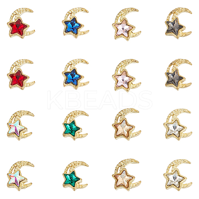 48Pcs 8 Colors Light Gold Tone Alloy Cabochons MRMJ-HY0002-47-1