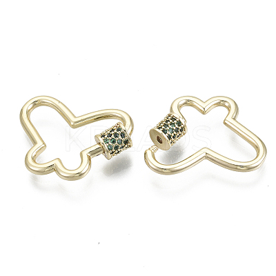 Brass Micro Pave Cubic Zirconia Screw Carabiner Lock Charms KK-R136-071A-NF-1