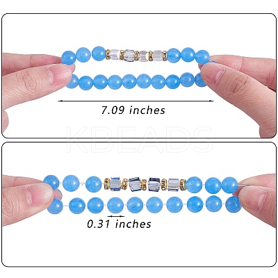 4Pcs 4 Style Natural Malaysia Jade & Synthetic Citrine Stretch Bracelets Set with Glass Beaded BJEW-SW00105-03-1