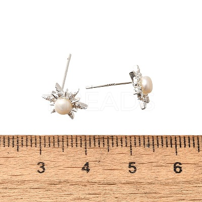 Natural Pearl Ear Studs EJEW-L099-02P-1