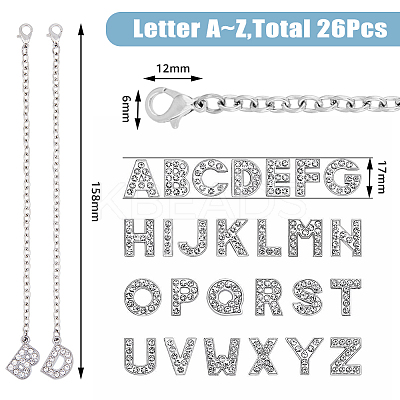 Letter A~Z Alloy Micro Pave Cubic Zirconia Cup Handle Pendant Decorations HJEW-AB00409-1