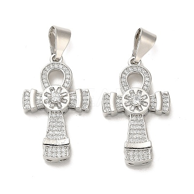 Brass Micro Pave Cubic Zirconia Pendants KK-K355-43P-1