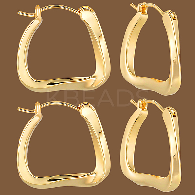 3Pairs Ion Plating(IP) 304 Stainless Steel Trapezoid Hoop Earrings for Women EJEW-BBC0001-40-1