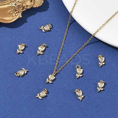 SHEGRACE Brass Micro Pave Clear Cubic Zirconia Charms XGRQ4N675-706G-1