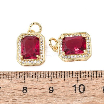 Brass Glass Charms ZIRC-F116-09A-G-1