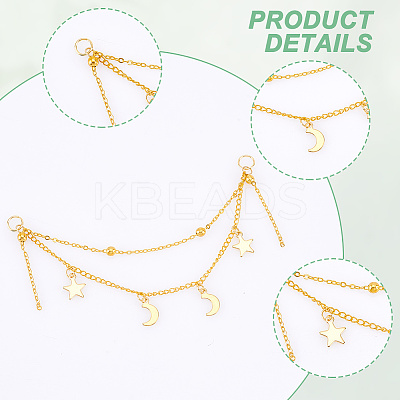 50Pcs Star & Moon Stainless Steel Charms Shoe Chain AJEW-PH01579-1