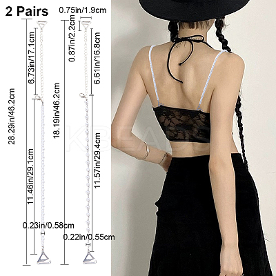2 Pairs 2 Styles Plastic Imitation Pearl Chain Non-slip Bra Straps FIND-GF0005-27-1