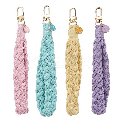 4Pcs Handmade Woven Cotton Pendant Decorations HJEW-JM02797-S-1