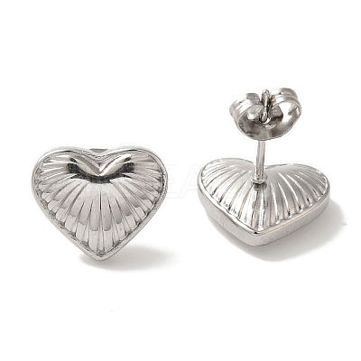 Non-Tarnish 304 Stainless Steel Heart Stud Earrings for Women EJEW-Z066-11P-1