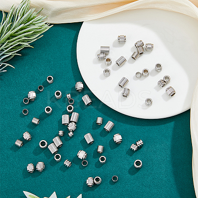 60Pcs 6 Style 201 Stainless Steel European Beads STAS-FH0002-06-1