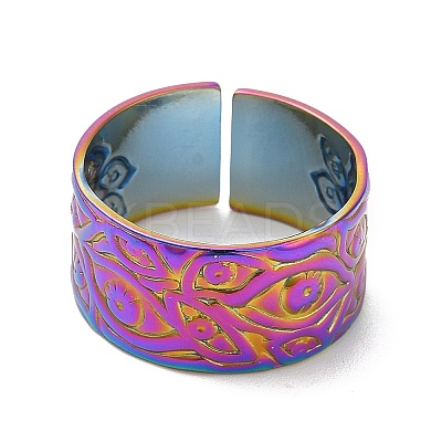 Ion Plating(IP) 304 Stainless Steel Eye Open Cuff Ring for Women RJEW-M149-35RC-1