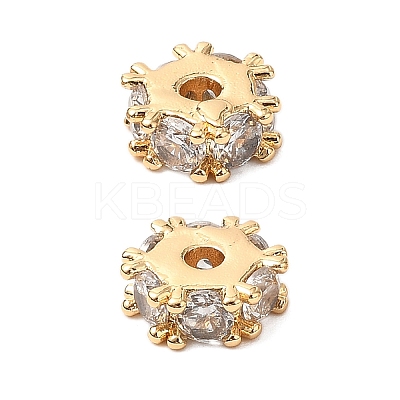 Brass Micro Pave Cubic Zirconia Beads KK-A259-03G-1