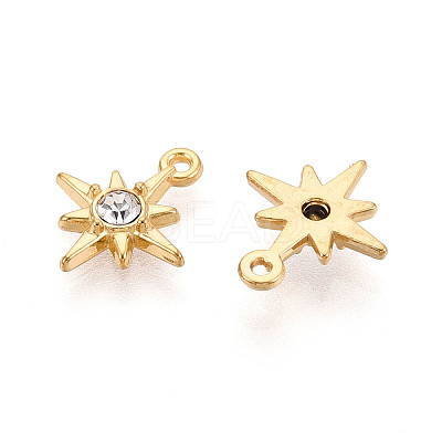 304 Stainless Steel Rhinestone Charms STAS-N110-42G-1