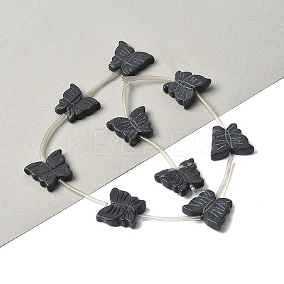 Natural Black Stone Beads Strands G-B136-A07-1