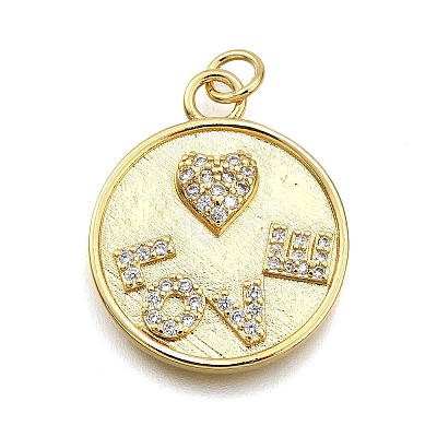 Rack Plating Brass Micro Pave Cubic Zirconia Pendants KK-K401-78G-1