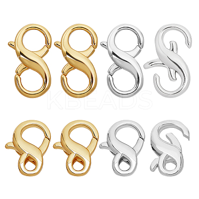 8Pcs 4 Styles Brass Double Opening Lobster Claw Clasps FIND-PH0021-16-1