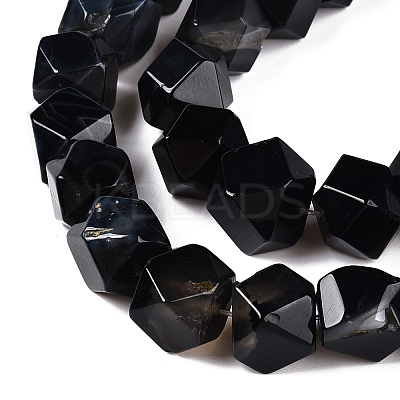 Dyed & Heated Natural Black Agate Beads Strands G-T138-39-1