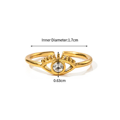 Adjustable 304 Stainless Steel with Cubic Zirconia Cuff Open Rings for Women LS-DT5559-1