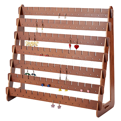 7-Tier Trapezoid Wood Earrings Organizer Holder Displays RDIS-WH0015-05-1