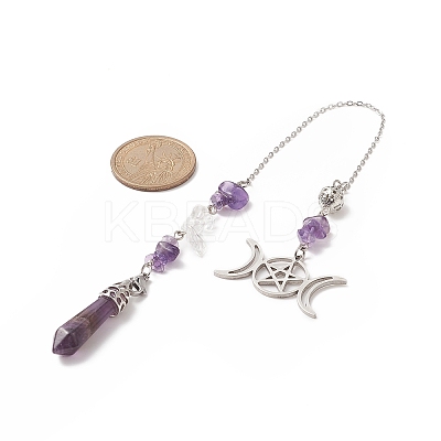 Natural Amethyst Pointed Dowsing Pendulums PALLOY-JF02009-03-1