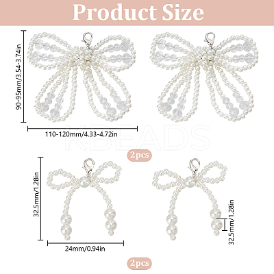 2 Pairs 2 Styles Bowknot Resin Beaded Shoes Charms FIND-FG0004-23-1