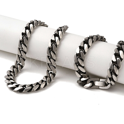 304 Stainless Steel Curb  Chain Necklaces NJEW-Q337-05B-AS-1