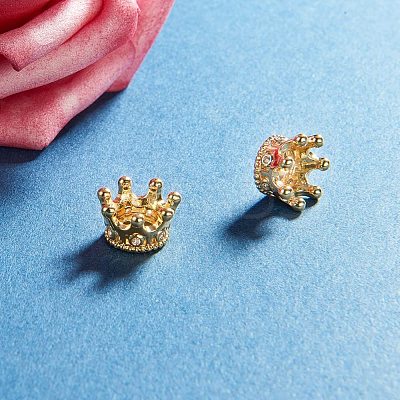 Rack Plating Brass Micro Pave Cubic Zirconia Beads ZIRC-NB0001-08-1