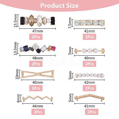 16Pcs 8 Styles Alloy Shoe Lace Buckle Clips FIND-FH0007-90-1