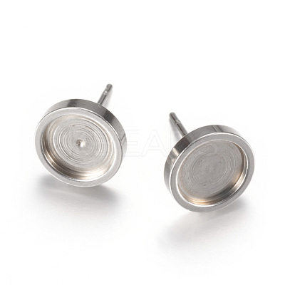 Non-Tarnish 201 Stainless Steel Stud Earring Settings X-STAS-T004-08-1