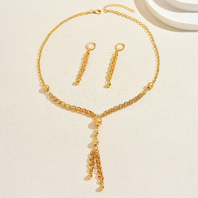Vintage Alloy Hollow Round Tassel Earrings & Necklaces for Women GB9842-1
