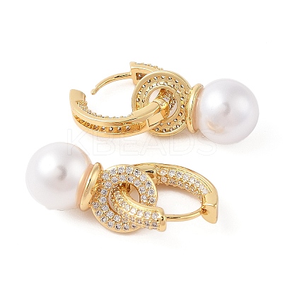 Rack Plating Brass Micro Pave Clear Cubic Zirconia Hoop Earrings for Women EJEW-G394-11G-1