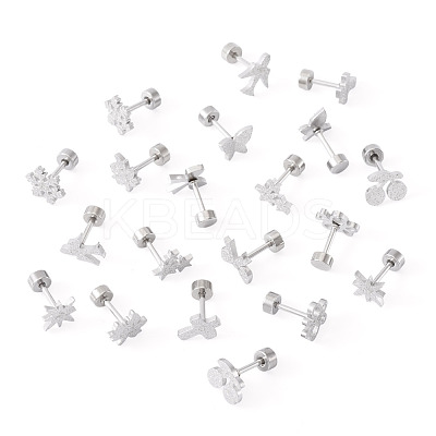 10Pairs 10 Styles 304 Stainless Steel Stud Earrings EJEW-TA0008-61-1