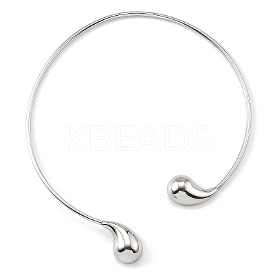 304 Stainless Steel Teardrop Open Cuff Choker Necklaces for Women NJEW-R003-01P-01-1