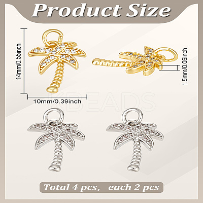 4Pcs 2 Colors Brass Micro Pave Cubic Zirconia Pendants ZIRC-LP0001-57-1