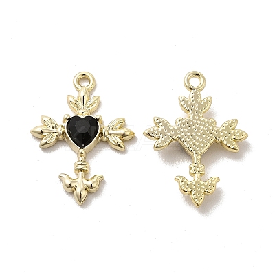 Glass Heart Cross Pendants PALLOY-E024-27LG-02-1