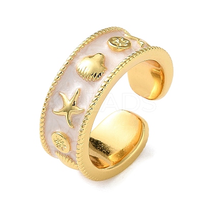 Brass Enamel Cuff Open Rings KK-E807-01G-1