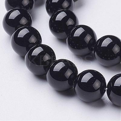 Natural Black Onyx Round Beads Strands GSR8mmC097-1