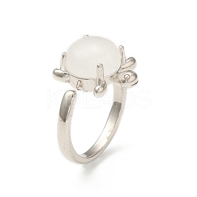 Natural Quartz Crystal Turtle Open Cuff Ring RJEW-P082-01P-27-1
